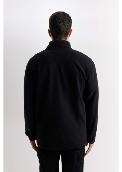 Relax Fit Dik Yaka Polar Fermuarlı Sweatshirt