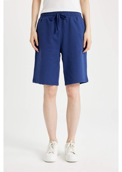 Regular Fit Beli Lastikli Düz Paça Bermuda Şort N7439AZNS