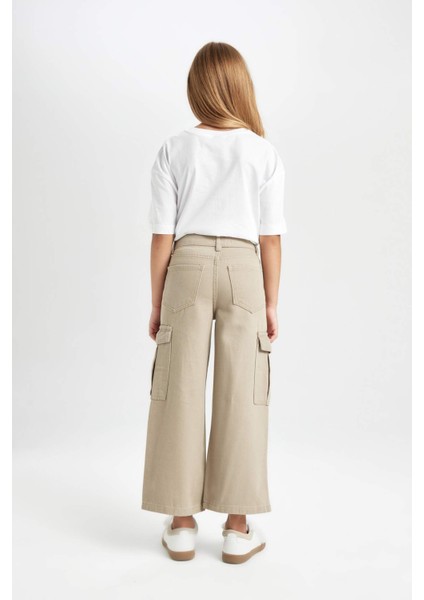 Kız Çocuk Wide Leg Kargo Cepli Geniş Bol Paça Pamuklu Pantolon C8778A824AU