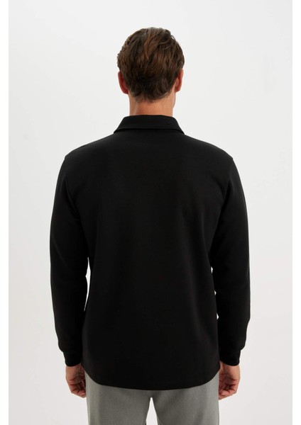 Regular Fit Polo Yaka Yarım Fermuarlı Basic Düz Sweatshirt D2279AX24AU