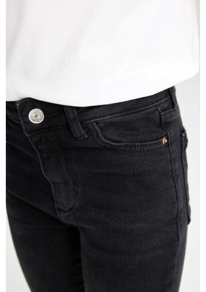 Kız Çocuk Flare Fit İspanyol Paça Cepli Siyah Jean Pantolon C8535A824AU