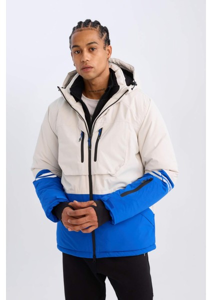 Fit Su Geçirmez Kayak Montu Su Geçirmez Kapüşonlu Fermuarlı Cepli D1590AX24WN