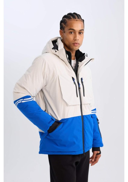 Fit Su Geçirmez Kayak Montu Su Geçirmez Kapüşonlu Fermuarlı Cepli D1590AX24WN