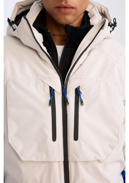 Fit Su Geçirmez Kayak Montu Su Geçirmez Kapüşonlu Fermuarlı Cepli D1590AX24WN