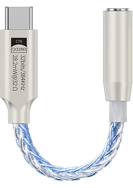 32BIT 384KHZ Hıfı USB Tip C Ila 3.5mm Ses Adaptör Hi-Res Dac Dijital Ses Kodlayıcı Jack Aux Dönüştürücü Mavi (Yurt Dışından)