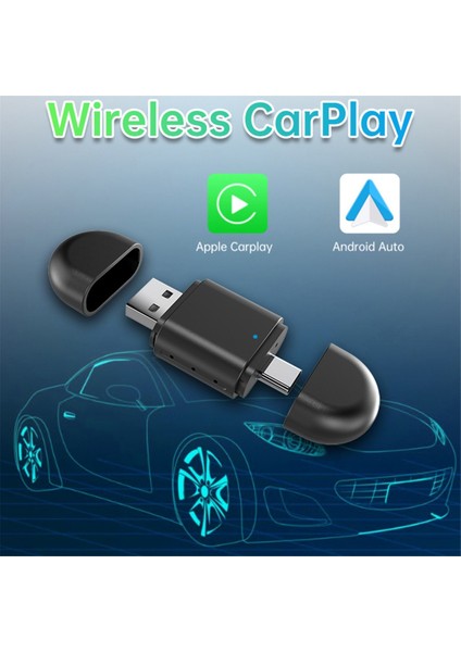 2 Arada Kablosuz Carplay Android Otomatik Adaptör Akıllı Aı Kutu Dongle Desteği USB &amp; Type-C Kablosuz Adaptöre Kablolu (Yurt Dışından) indirimleri