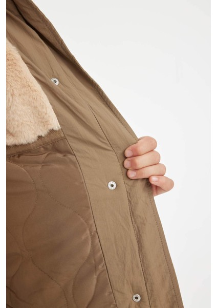 Kız Çocuk Çıkarılabilir Suni Kürk Yaka Kapüşonlu Parka C8515A824AU