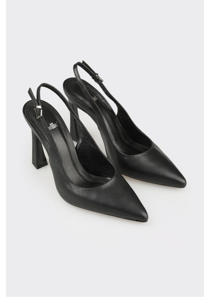 Siyah Deri Kadın Topuklu Ayakkabı fiyatları