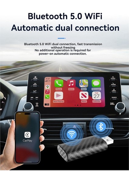 Kablosuz Carplay Adaptörü Karbon Fiber USB Kablosuz Android Otomatik Dongle Mini Aı Kutu Kablolu Kablolu Android Otomatik Adaptör (Yurt Dışından) fiyatları