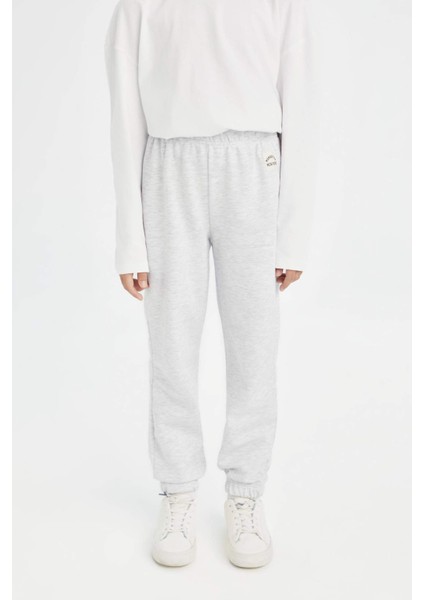 Kız Çocuk Beli Paçası Lastikli Baskılı Jogger Eşofman Altı