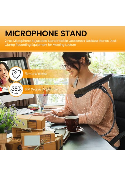 2 Pcs Mikrofon Ayarlanabilir Stand Esnek Goopeneck Masaüstü Standlar Masa Kelepçesi Kayıt Ekipmanı Toplantı Dersini Toplama Için (Yurt Dışından) fırsatları