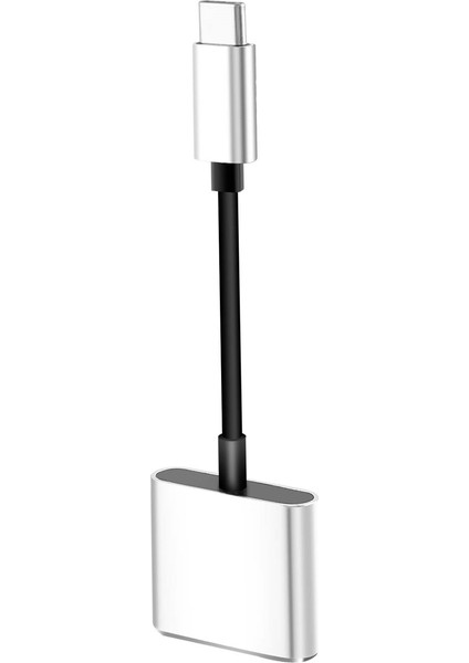 2 In1 Tip-C Ila 3.5mm Kulaklık Jakı Adaptörü/konektör Şarj Cihazı, Kulaklık Aux Ses ve Şarj Adaptörü Gümüş (Yurt Dışından)