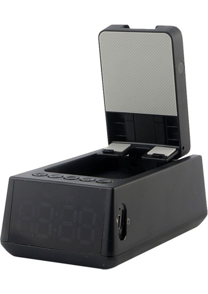 3&#39;ü 1 Arada 1 Kablosuz Bluetooth Hoparlör, Yüksek Çalar Saat Cep Telefonu Standı Tf Kart Okuyucusu Hd Surround Ses (Siyah) (Yurt Dışından)