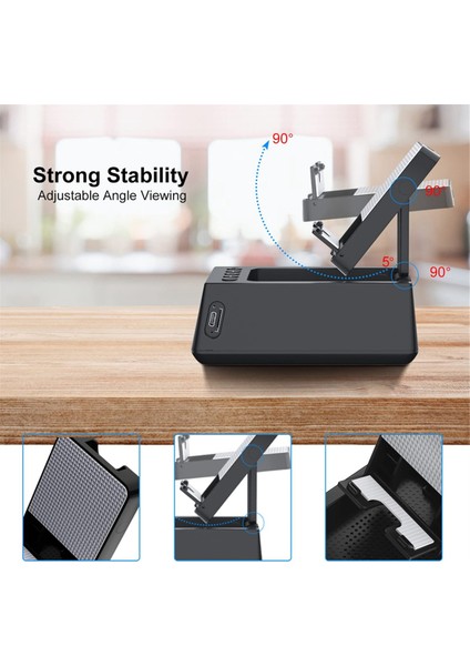 3&#39;ü 1 Arada 1 Kablosuz Bluetooth Hoparlör, Yüksek Çalar Saat Cep Telefonu Standı Tf Kart Okuyucusu Hd Surround Ses (Siyah) (Yurt Dışından) fırsatları