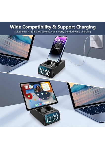 3&#39;ü 1 Arada 1 Kablosuz Bluetooth Hoparlör, Yüksek Çalar Saat Cep Telefonu Standı Tf Kart Okuyucusu Hd Surround Ses (Siyah) (Yurt Dışından) indirimleri