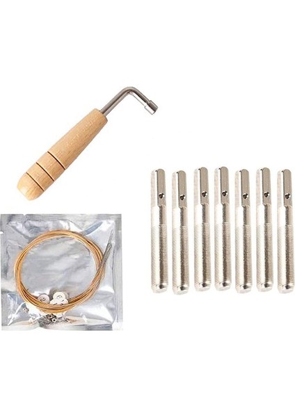 7 Metal Harp String + 7pcs String Pin Çiviler + Ayar Anahtarı, Lir Harp Için Küçük Arp Müzikal Dizilmiş Enstrüman (Yurt Dışından)