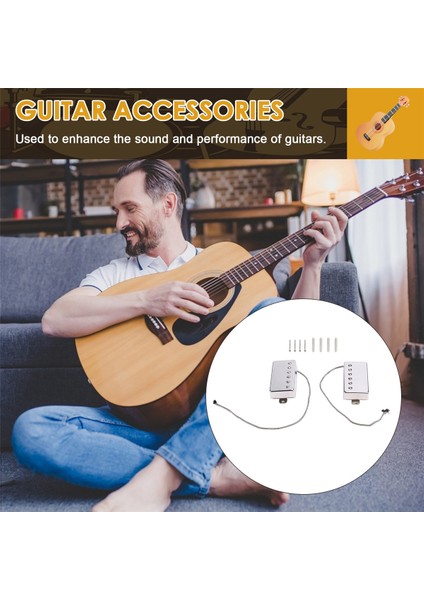 Alnico 5 Lp Gitar Boyun ve Köprü Pikapları Için 2pcs Humbucker Pickup 4-Kabuller Gitar Parçaları (Chrome Nb Seti) (Yurt Dışından) fırsatları