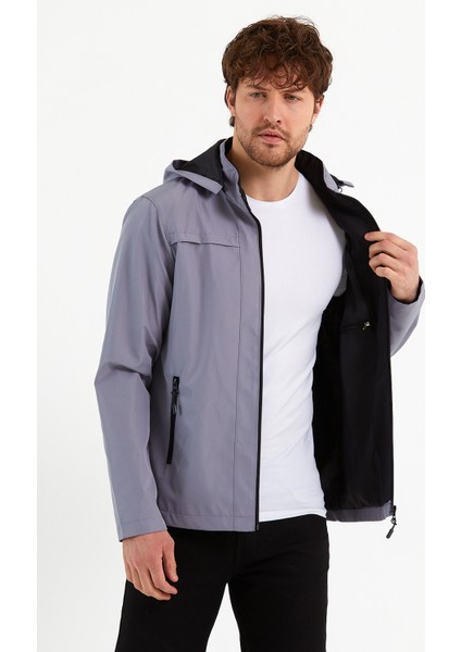 Yeni Sezon Erkek Gri Kapüşonlu İç Cepli Su Ve Rüzgar Geçirmez Mevsimlik&Yazlık Mont fiyatları