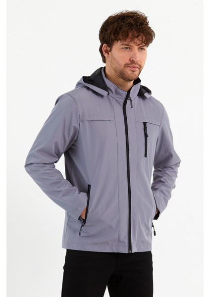 Yeni Sezon Erkek Gri Kapüşonlu İç Cepli Su Ve Rüzgar Geçirmez Mevsimlik&Yazlık Mont fırsatları