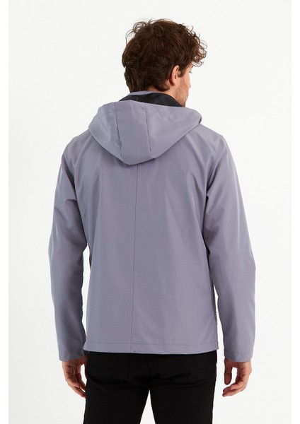 Yeni Sezon Erkek Gri Kapüşonlu İç Cepli Su Ve Rüzgar Geçirmez Mevsimlik&Yazlık Mont