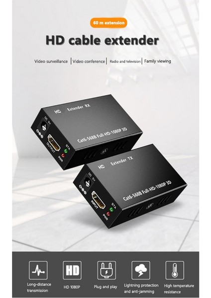 60M Extender RJ45 HDMI Uyumlu Extender 1080P Sinyal Ağı Extender Cat5/6 Lan Extensor Ab Fişi (Yurt Dışından) fiyatları