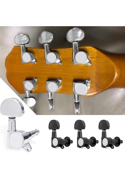 12PCS/2SET Elektro Gitar Makinesi Kafaları Metal Tunerler Mini Oval Tuner St Tl Tele Ayar Mandalları Siyah Gümüş (Yurt Dışından) fırsatları