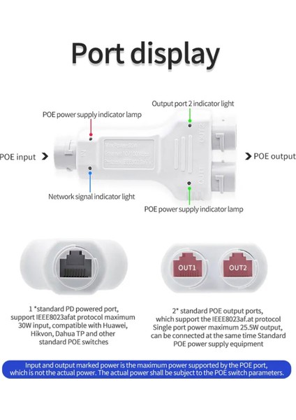 100M 1&#39;de 2 Out Su Geçirmez Poe Extender/treater Dış Mekan 30W Yüksek Güçlü Fiş ve Poe Switch Nvr Ip Kamera Ap (Yurt Dışından)