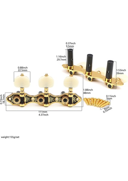 2pcs Gitar String Tuner Klasik Gitar 3 String Tuning Pegs Setleri 3left 3rıft Geatar Knobs Değiştirme (Yurt Dışından)