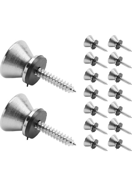 Gitar Bas Krom Metal Uç Pimi Kayış Düğmeleri Yastık Vidalarını Kilitler (16 Adet) (Yurt Dışından)