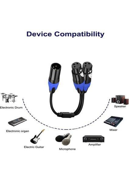 1 Erkek Ila 2 Dişi Xlr Y Ayırıcı Mikroff Kablosu, 3pin Xlr Erkek Ila Çift Xlr Dişi Y-Stritör Dengeli Mikrofon Kabloları (1pc) (Yurt Dışından) indirimleri