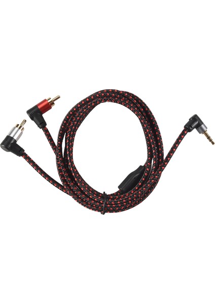 90 Derece 3,5mm Erkek Ila 2 Rca Erkek Kablo Dik Açı Stereo Y Ayırıcı Kordon Mikrofon Kriket Dizüstü Bilgisayar 2m Için (Yurt Dışından)