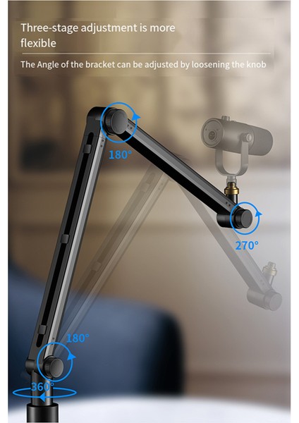 360 Derece Ayarlanabilir Mikrofon Standı Telefon Tutucusu Canlı Akış Ağır Hizmet Bom Kolu Mikrofon Tutucu (Yurt Dışından) fiyatları