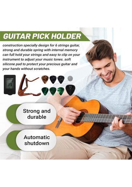 Gitar Capo Tuner Ukulele Violin Için Uygun Elektrikli Bass Akustik Gitar Sicks ve Pick Tutucu Gitar Aksesuarları (Yurt Dışından) indirimleri