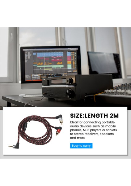 90 Derece 3,5mm Erkek Ila 2 Rca Erkek Kablo Dik Açı Stereo Y Ayırıcı Kordon Mikrofon Kriket Dizüstü Bilgisayar 2m Için (Yurt Dışından) fırsatları