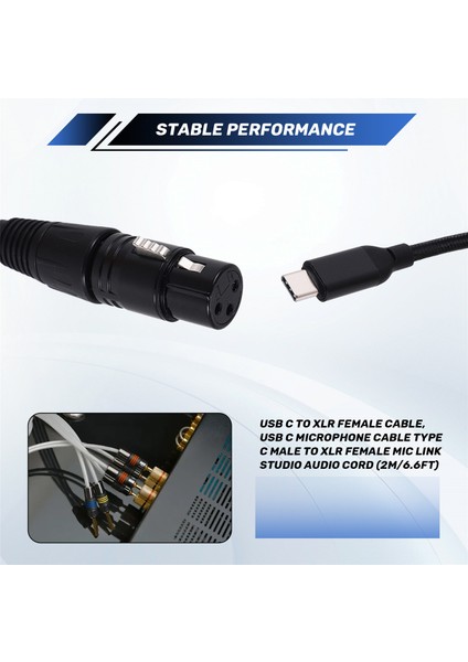 USB C Ila Xlr Dişi Kablosu, USB C Mikrofon Kablo Tip C Erkek - Xlr Dişi Mikrofon Bağlantı Stüdyosu Ses Kablosu (2m/6.6ft) (Yurt Dışından) indirimleri