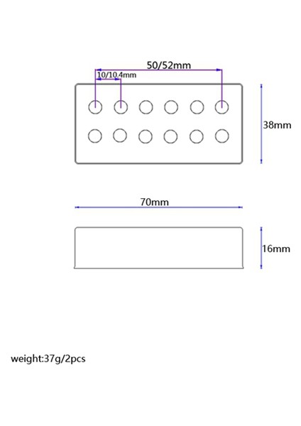 Openwork 12 Hole Humbucker Gitar Pikap Lp Elektro Gitar Parçaları, Siyah 70 X38 X16MM (Yurt Dışından)