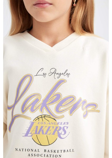 Kız Çocuk NBA Los Angeles Lakers Oversize Geniş Kalıp Bisiklet Yaka Sweatshirt C9506A824AU