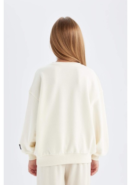 Kız Çocuk NBA Los Angeles Lakers Oversize Geniş Kalıp Bisiklet Yaka Sweatshirt C9506A824AU