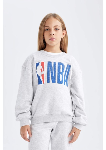 Kız Çocuk NBA Wordmark Oversize Geniş Kalıp Bisiklet Yaka Sweatshirt C9507A824AU
