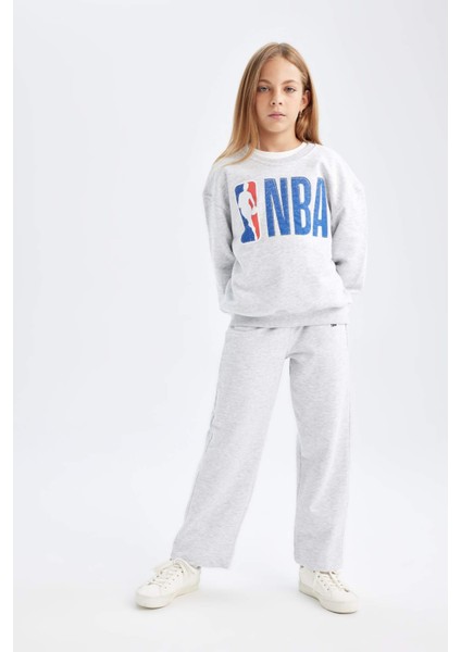 Kız Çocuk NBA Wordmark Oversize Geniş Kalıp Bisiklet Yaka Sweatshirt C9507A824AU