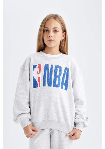 Kız Çocuk NBA Wordmark Oversize Geniş Kalıp Bisiklet Yaka Sweatshirt C9507A824AU