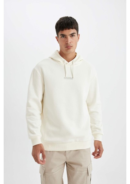 Relax Fit Kapüşonlu Baskılı Sweatshirt Y9652AZ24AU