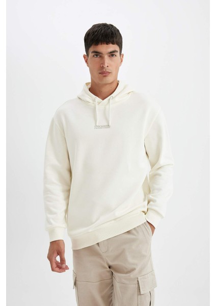 Relax Fit Kapüşonlu Baskılı Sweatshirt Y9652AZ24AU