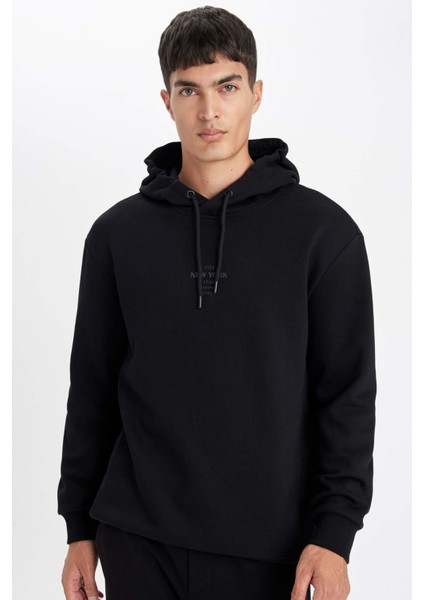 Relax Fit Kapüşonlu Baskılı Sweatshirt Y9652AZ24AU