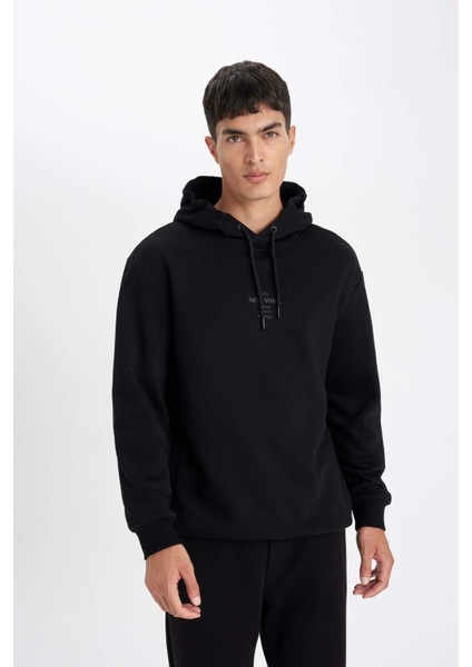 Relax Fit Kapüşonlu Baskılı Sweatshirt Y9652AZ24AU