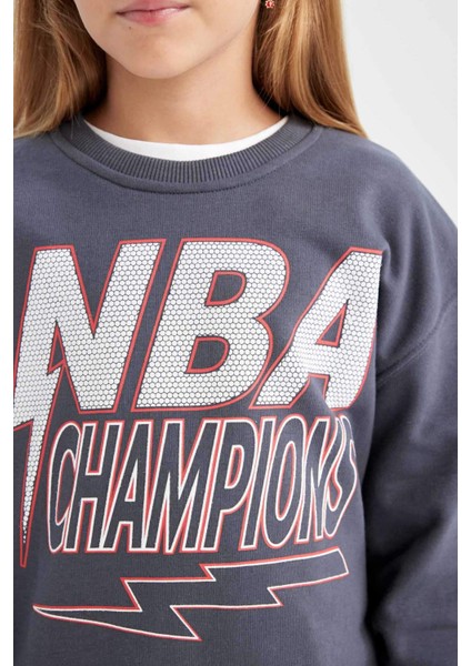 Kız Çocuk NBA Wordmark Oversize Geniş Kalıp Bisiklet Yaka Sweatshirt C9508A824AU