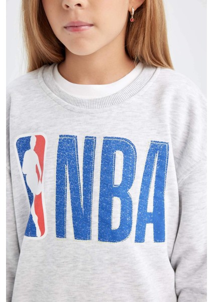 Kız Çocuk NBA Wordmark Oversize Geniş Kalıp Bisiklet Yaka Sweatshirt C9507A824AU