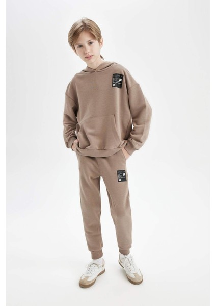 Erkek Çocuk Dokuma Etiketli Beli Paçası Lastikli Cepli Okul Jogger Eşofman Altı D1648A824AU