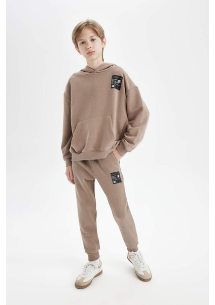 Erkek Çocuk Dokuma Etiketli Beli Paçası Lastikli Cepli Okul Jogger Eşofman Altı D1648A824AU