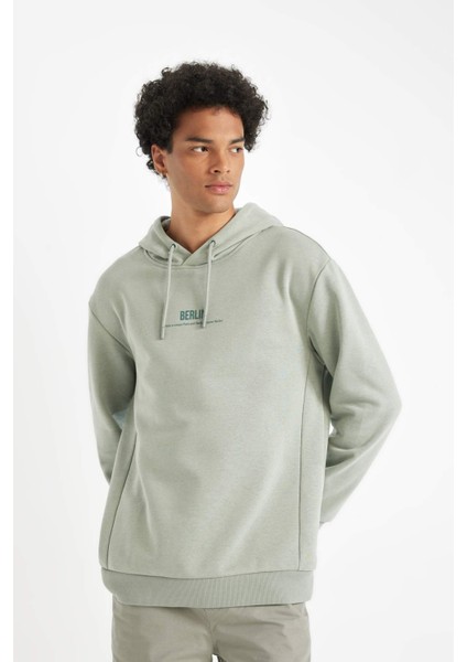 Relax Fit Kapüşonlu Baskılı Sweatshirt Y9652AZ24AU